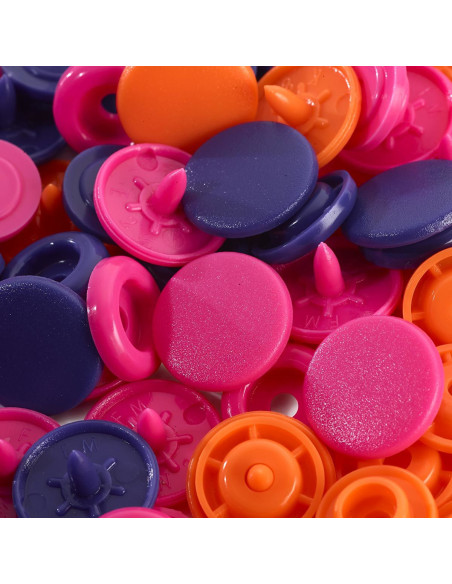 Set mit 30 Druckknöpfen Color Snaps 12,4 mm - Orange, Fuchsia und Violett