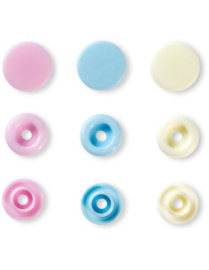 Set mit 30 Druckknöpfen Color Snaps 12,4 mm - Rosa, Hellblau und Off-White 2