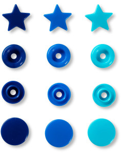 Set mit 30 Druckknöpfen Color Snaps Sterne 12,4 mm - Blau, Türkis und Tinte 2