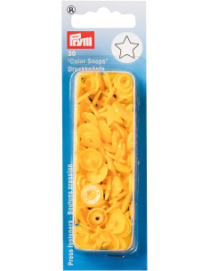 Set mit 30 Druckknöpfen Color Snaps Sterne 12,4 mm - Gelb