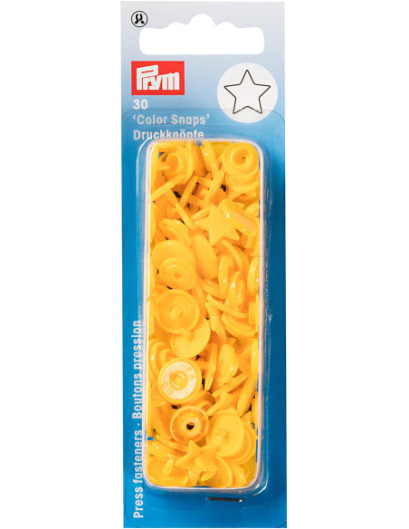 Set mit 30 Druckknöpfen Color Snaps Sterne 12,4 mm - Gelb