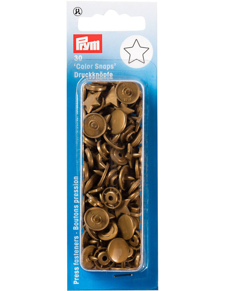 Set mit 30 Druckknöpfen Color Snaps Sterne 12,4 mm - Gold