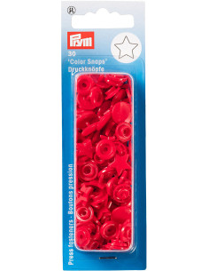 Set mit 30 Druckknöpfen Color Snaps Sterne 12,4 mm - Rot