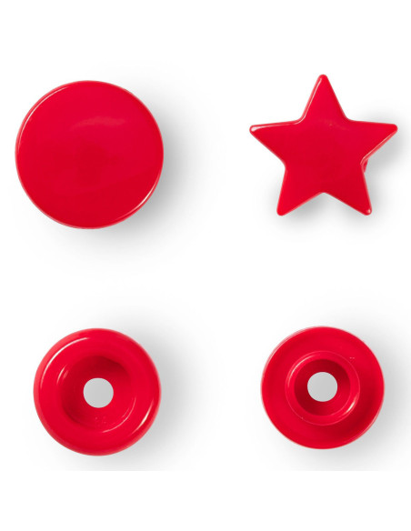 Set mit 30 Druckknöpfen Color Snaps Sterne 12,4 mm - Rot