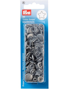 Set mit 30 Druckknöpfen Color Snaps Sterne 12,4 mm - Silbergrau