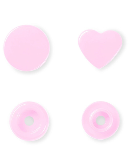 Set mit 30 Druckknöpfen Color Snaps Herzen 12,4 mm - Rosa