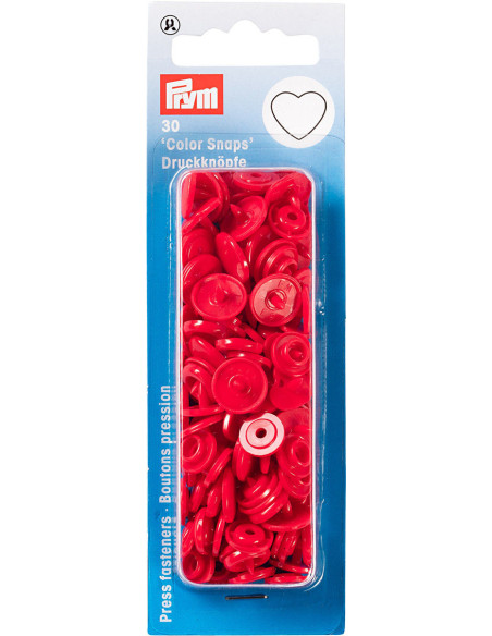 Set mit 30 Druckknöpfen Color Snaps Herzen 12,4 mm - Rot