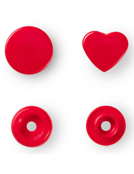 Set mit 30 Druckknöpfen Color Snaps Herzen 12,4 mm - Rot
