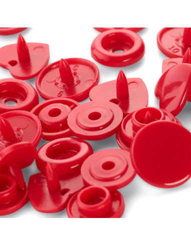 Set mit 30 Druckknöpfen Color Snaps Herzen 12,4 mm - Rot