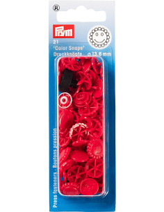 Set mit 21 Druckknöpfen Color Snaps Blumen 13,6 mm - Rot