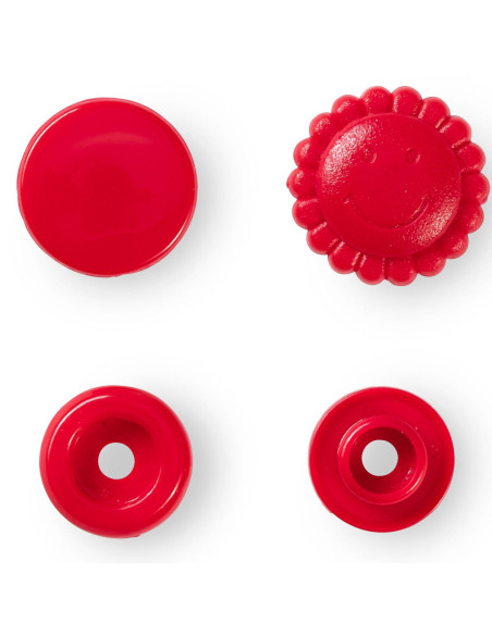 Set mit 21 Druckknöpfen Color Snaps Blumen 13,6 mm - Rot