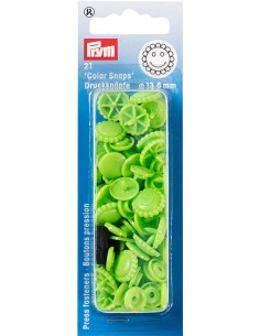 Set mit 21 Druckknöpfen Color Snaps Blumen 13,6 mm - Grün