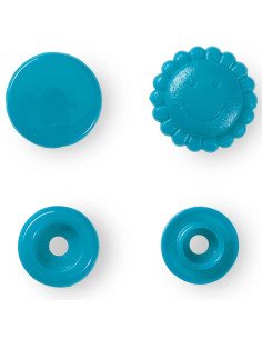 Set mit 21 Druckknöpfen Color Snaps Blumen 13,6 mm - Türkis 2