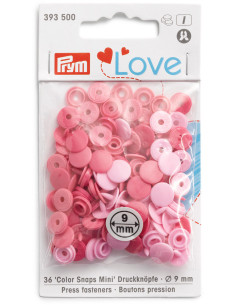 Set mit 36 Druckknöpfen Color Snaps Mini 9 mm - Rosé-Farbverlauf