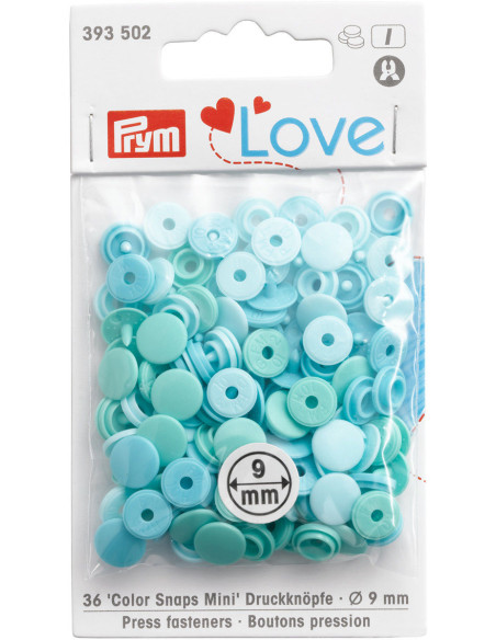 Set mit 36 Druckknöpfen Color Snaps Mini 9 mm - Grüntöne