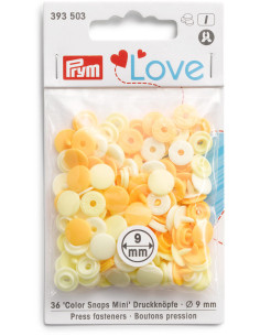 Set mit 36 Druckknöpfen Color Snaps Mini 9 mm - Gelb Camaïeu