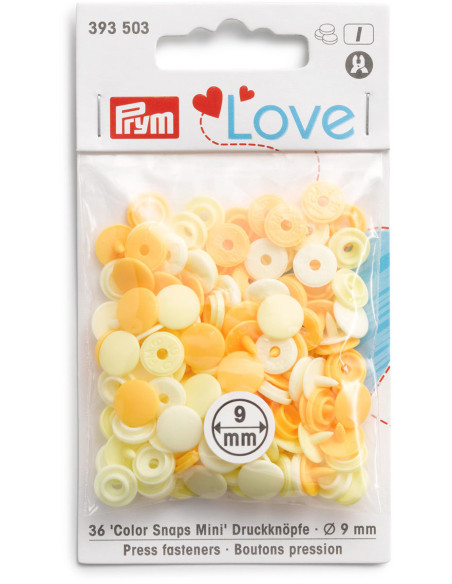Set mit 36 Druckknöpfen Color Snaps Mini 9 mm - Gelb Camaïeu