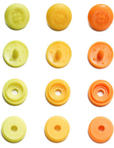 Set mit 36 Druckknöpfen Color Snaps Mini 9 mm Optik - Gelb, orangegelb und orange 2