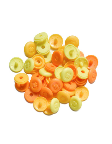 Set mit 36 Druckknöpfen Color Snaps Mini 9 mm Optik - Gelb, orangegelb und orange