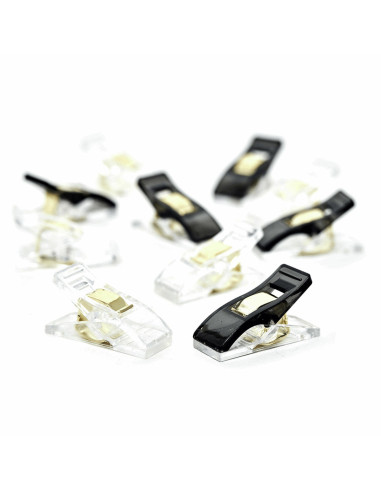 Set mit 30 Stoffklammern - Schwarz und Transparent
