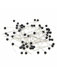Glasröhrchen mit 60 extra feinen Stecknadeln mit Kunststoffkopf - Schwarz 2