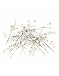 Glasröhrchen mit 60 extra feinen Nadeln mit Kunststoffkopf - Weiß 2