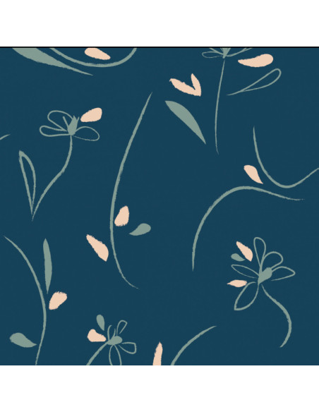 Petrolblauer Viskose-Twill Bloom - Églantine & Zoé