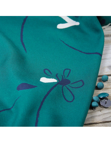 Smaragdgrüner Viskose-Twill Bloom - Églantine & Zoé