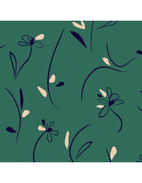 Smaragdgrüner Viskose-Twill Bloom - Églantine & Zoé