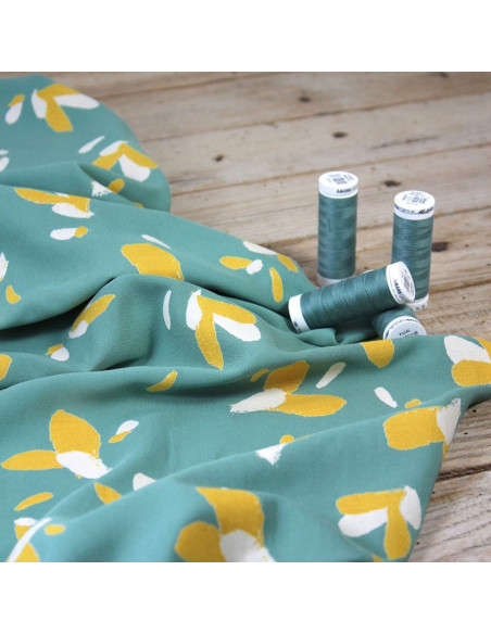 Viscose-Popeline-Stoff Pétali Salbeigrün - Églantine & Zoé