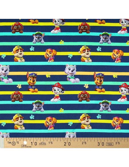 Jersey-Stoff Paw Patrol - Charaktere und bunte Linien