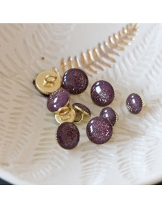 Glitzernder Stiefelettenknopf Gold - Violett