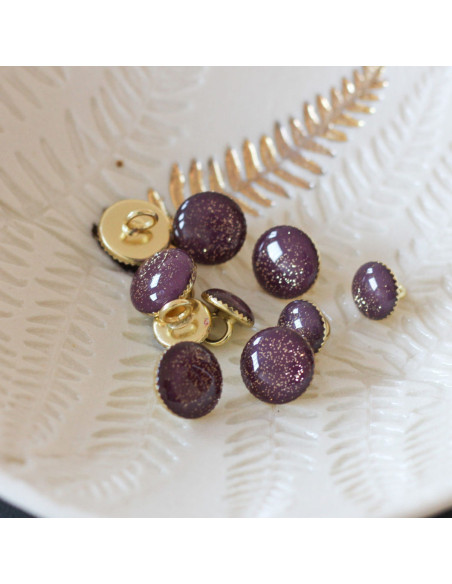 Glitzernder Stiefelettenknopf Gold - Violett