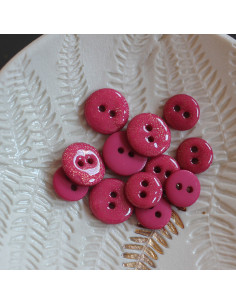 Glitzerknopf mit 2 Löchern - Fuchsia
