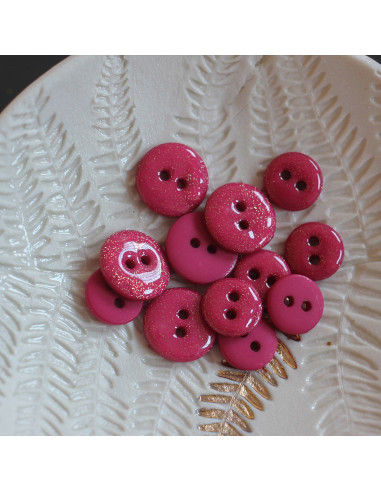 Glitzerknopf mit 2 Löchern - Fuchsia