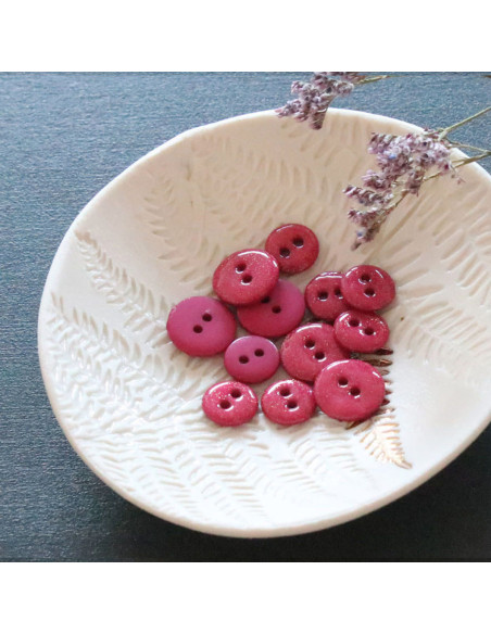 Glitzerknopf mit 2 Löchern - Fuchsia
