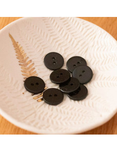 Flacher Perlmuttknopf mit 2 Löchern - Schwarz