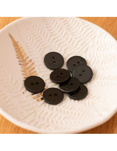 Flacher Perlmuttknopf mit 2 Löchern - Schwarz