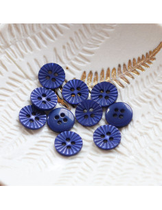 Gänseblümchenknopf mit 4 Löchern - Marineblau