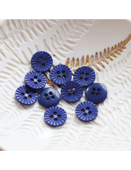 Gänseblümchenknopf mit 4 Löchern - Marineblau