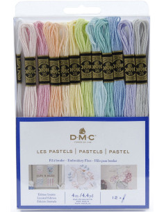 Pack mit 12 Stickgarn-Strängen mouliné DMC - Die Pastellfarben