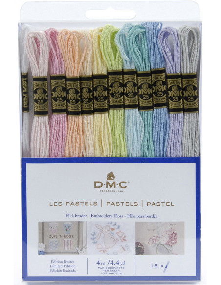 Pack mit 12 Stickgarn-Strängen mouliné DMC - Die Pastellfarben