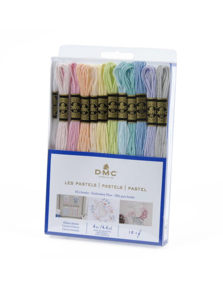 Pack mit 12 Stickgarn-Strängen mouliné DMC - Die Pastellfarben