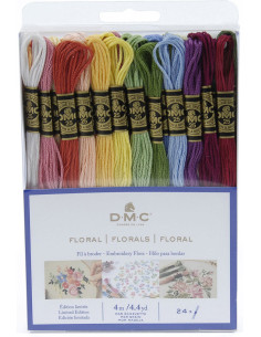 Pack mit 24 Stickgarn-Strängen mouliné DMC - Floral