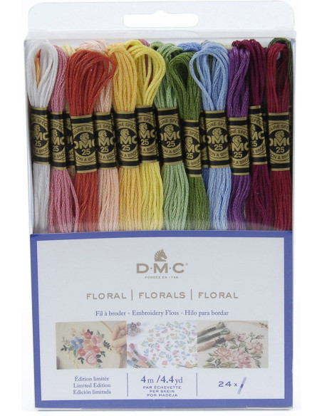 Pack mit 24 Stickgarn-Strängen mouliné DMC - Floral