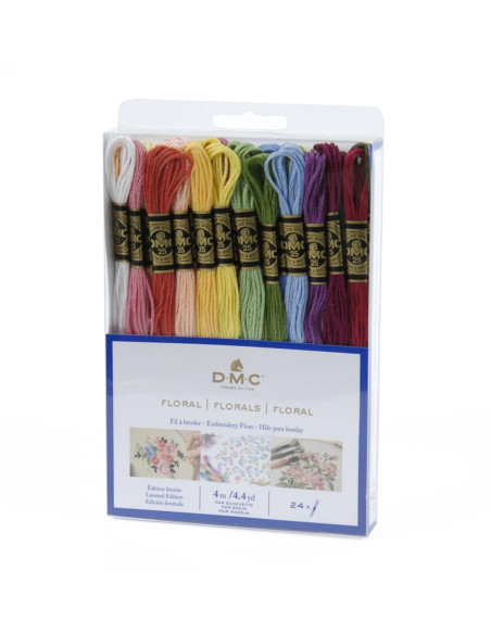 Pack mit 24 Stickgarn-Strängen mouliné DMC - Floral