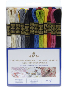 Pack mit 24 Stickgarn-Strängen mouliné DMC - Die Unverzichtbaren