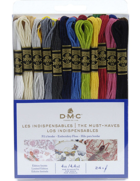 Pack mit 24 Stickgarn-Strängen mouliné DMC - Die Unverzichtbaren