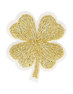 Bügelbild Kleeblatt Lurex - Gold