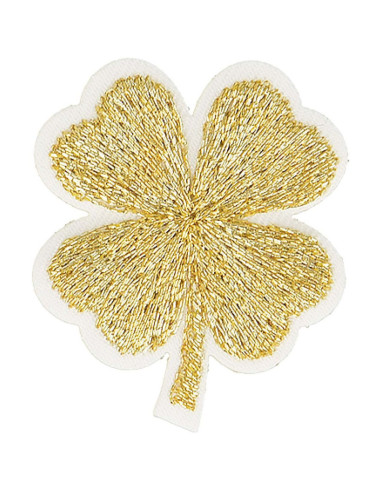 Bügelbild Kleeblatt Lurex - Gold